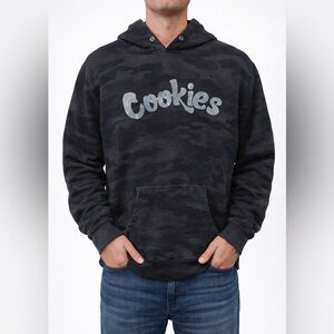 Cookies Hoodie Men’s Large Black Camo Pullover Logo Sweatshirt Streetwear